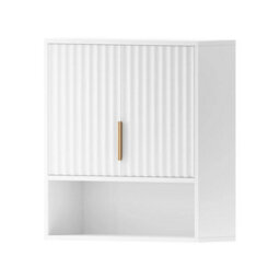 White Bathroom Wall Cabinet Storage 2 Door Cupboard Mdf Shelves Vanity Unit - thumbnail 5