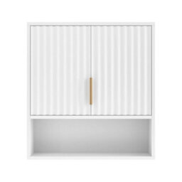 White Bathroom Wall Cabinet Storage 2 Door Cupboard Mdf Shelves Vanity Unit - thumbnail 4
