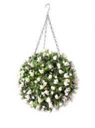 Best Artificial Pre-Lit Outdoor 28Cm White Tulip Hanging Plastic Flower Topiary Ball