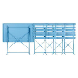 Harbour Housewares 5 Piece Sussex Folding Patio Bistro Set - Blue - Outdoor Garden Table & Chairs For Balcony & Terrace - thumbnail 9