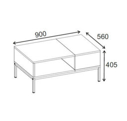 Decortie Cailin Modern 90Cm Rectangular Coffee Table Dual-Side Open Shelf Metal Legs Natural Oak, Black Wood Living Room - thumbnail 3