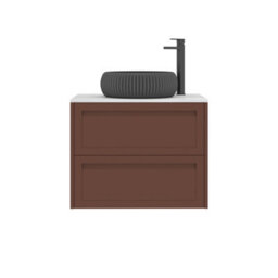 Royal Bathrooms Royal Bathroom Elmore 700mm Terracotta Clay Wall Mounted Countertop Bathroom Vanity Unit 2 Drawer With Milan Black Basin - thumbnail 7