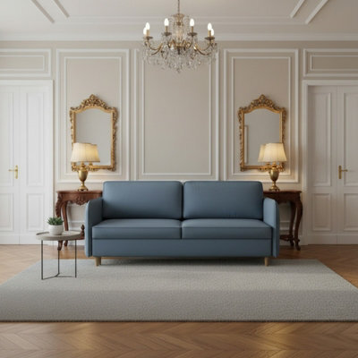 Gaja 209Cm Modern Sofa Bed With Storage Dl Mechanism Comfortable Fold Out Couch With Durable Hydrophobic Fabric Light Blue - image 1