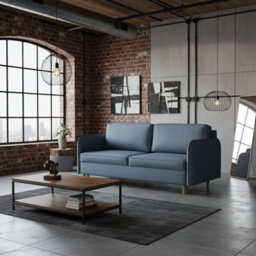 Gaja 209Cm Modern Sofa Bed With Storage Dl Mechanism Comfortable Fold Out Couch With Durable Hydrophobic Fabric Light Blue - thumbnail 2