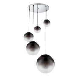 Luminosa Lighting Luminosa Varus Cluster Pendant Ceiling Light Chrome Glass Shade 3X E27 - thumbnail 2