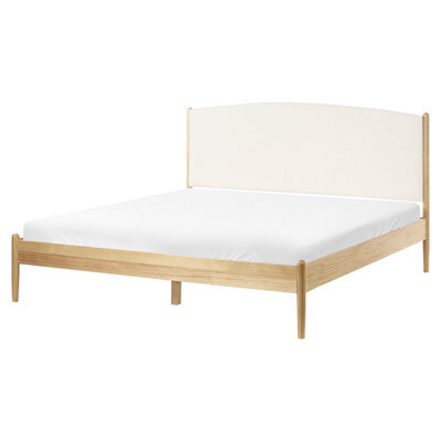 Beliani Bed Pine Wood Clairac 160 X 200 Cm (Eu King Size) Light Brown - image 1