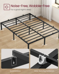 LEDREM Double Metal Bed Frame, 135 X 190 Cm, Under-Bed Space, Modern Style, For Guest Room, Easy Assembly - thumbnail 3