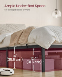 LEDREM Double Metal Bed Frame, 135 X 190 Cm, Under-Bed Space, Modern Style, For Guest Room, Easy Assembly - thumbnail 5