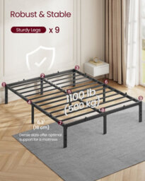LEDREM Double Metal Bed Frame, 135 X 190 Cm, Under-Bed Space, Modern Style, For Guest Room, Easy Assembly - thumbnail 4
