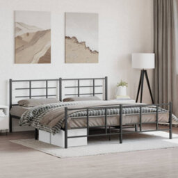 Berkfield Metal Bed Frame Without Mattress With Footboard Black 193X203Cm - thumbnail 1