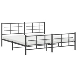 Berkfield Metal Bed Frame Without Mattress With Footboard Black 193X203Cm - thumbnail 4