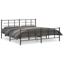 Berkfield Metal Bed Frame Without Mattress With Footboard Black 193X203Cm - thumbnail 2
