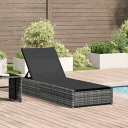 Berkfield Sun Lounger Grey 60X200X27 Cm Poly Rattan