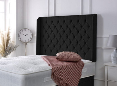 "Slumbre Chesterfield Winged Chenille 4Ft6 Double 36"" Headboard - Black"