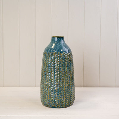 Four Candle Satchville Blue Ceramic Glazed Vase - image 1