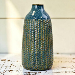 Four Candle Satchville Blue Ceramic Glazed Vase - thumbnail 2