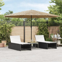 Berkfield Garden Parasol With Steel Pole Brown 388X388X248 Cm - thumbnail 1