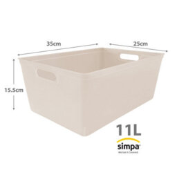 Simpa 6Pc 11L Taupe Plastic Storage Basket Studio Organiser Trays With Handles - thumbnail 3