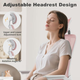Onemill Ergonomic Mid-Back Mesh Office Chair With Flip-Up Armrests And Headrest-Pink - thumbnail 3