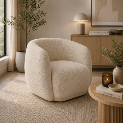 Where Saints Go Ltd Armchair George Cotton Cream Sherpa Fabric Tub Frame 66Cm By Where Saints Go - image 1