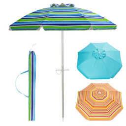 Costway 2M Patio Beach Umbrella Portable Sunshade Umbrella Upf 50+ With Sand Anchor - thumbnail 2