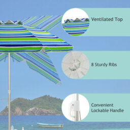 Costway 2M Patio Beach Umbrella Portable Sunshade Umbrella Upf 50+ With Sand Anchor - thumbnail 8