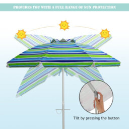 Costway 2M Patio Beach Umbrella Portable Sunshade Umbrella Upf 50+ With Sand Anchor - thumbnail 6