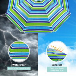 Costway 2M Patio Beach Umbrella Portable Sunshade Umbrella Upf 50+ With Sand Anchor - thumbnail 7