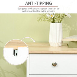 Wyld Haus Totoro White Sideboard With Natural Rubberwood Top, 3 Doors, 3 Drawers, 3 Shelves - 101W X 40D X 85H Cm - thumbnail 7