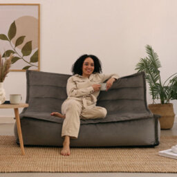 icon Kota Velvet Xl Bean Bag Sofa Grey Bean Bag Chair - thumbnail 2