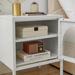 Furniturebox Uk Urbi White Metal Bedside Table - thumbnail 4