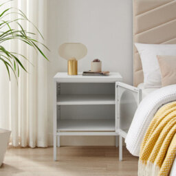 Furniturebox Uk Urbi White Metal Bedside Table - thumbnail 3