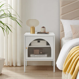 Furniturebox Uk Urbi White Metal Bedside Table - thumbnail 2