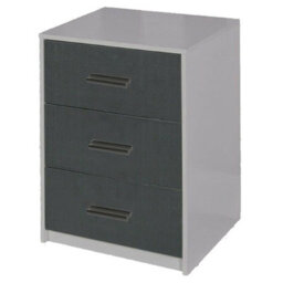 Urbn-Living Urbnliving Height 56Cm 3 Drawer Wooden Bedroom Bedside Cabinet Furniture Grey Carcass And Black Drawers Storage Nightstand - thumbnail 1