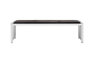 Orsina Sleek Black Leather Bench, Contemporary Design Garden Bench For Outdoor, Leather Upholstered Dining Bench - image 1