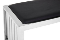 Orsina Sleek Black Leather Bench, Contemporary Design Garden Bench For Outdoor, Leather Upholstered Dining Bench - thumbnail 2