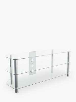 "Avf Classic 1.25M Glass Corner Tv Stand With Cable Management For Tvs Up To 60"" - Clear & Chrome" - image 1