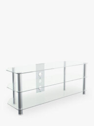 "Avf Classic 1.25M Glass Corner Tv Stand With Cable Management For Tvs Up To 60"" - Clear & Chrome"