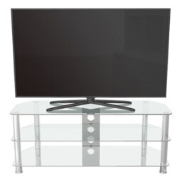 "Avf Classic 1.25M Glass Corner Tv Stand With Cable Management For Tvs Up To 60"" - Clear & Chrome" - thumbnail 5