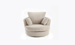Jumbo Cord Cream Swivelchair With Cushions
