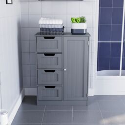 Hayle Matt Grey Freestanding Single Bathroom Drawer Cabinet (H) 810mm (W) 600mm - thumbnail 6