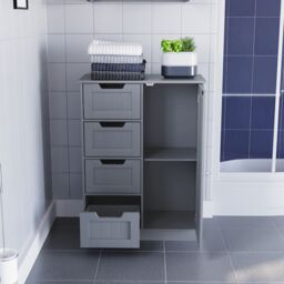 Hayle Matt Grey Freestanding Single Bathroom Drawer Cabinet (H) 810mm (W) 600mm - thumbnail 9