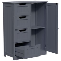 Hayle Matt Grey Freestanding Single Bathroom Drawer Cabinet (H) 810mm (W) 600mm - thumbnail 2