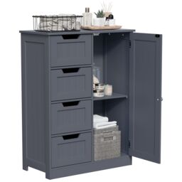 Hayle Matt Grey Freestanding Single Bathroom Drawer Cabinet (H) 810mm (W) 600mm - thumbnail 3