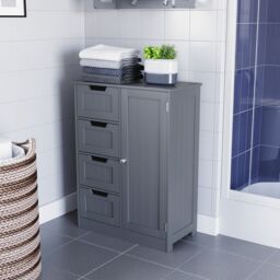 Hayle Matt Grey Freestanding Single Bathroom Drawer Cabinet (H) 810mm (W) 600mm - thumbnail 4