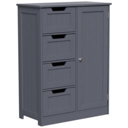 Hayle Matt Grey Freestanding Single Bathroom Drawer Cabinet (H) 810mm (W) 600mm - thumbnail 1