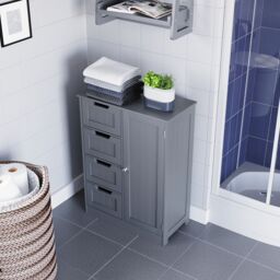 Hayle Matt Grey Freestanding Single Bathroom Drawer Cabinet (H) 810mm (W) 600mm - thumbnail 7