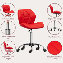 Lassic Vida Designs Geo Red Office Swivel Chair Ukfr Pu Faux Leather - thumbnail 5