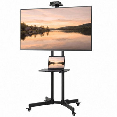 Mobile Tv Stand On Wheels For 32-75 Inch Screens, Mobile Tv Cart With Tilt Black - image 1