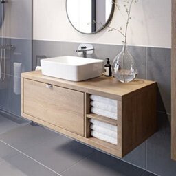 Aveli Bathroom Wall Hung Vanity Unit White Basin Cabinet Storage Drawer Shelf 1100mm